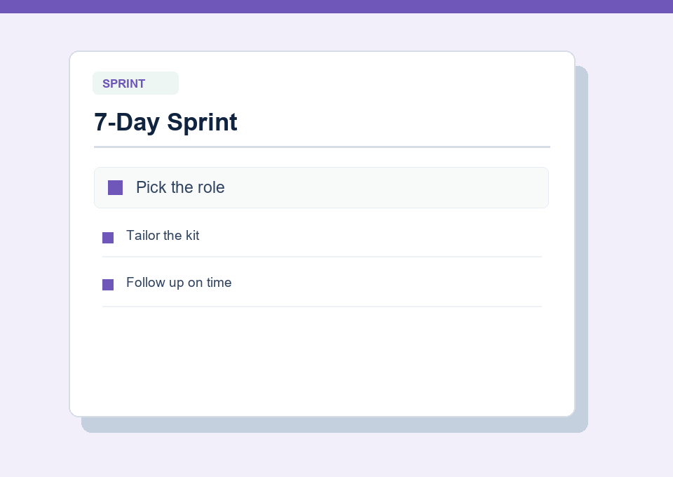 7-day application sprint checklist preview